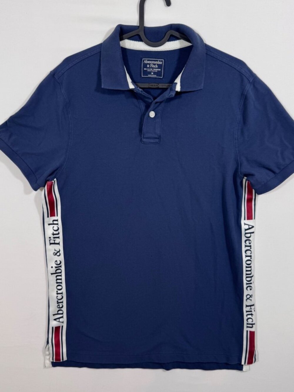 Abercrombie & Fitch Men's Logo Side Polo Navy Blue T-Shirt M Tennis Preppy Golf